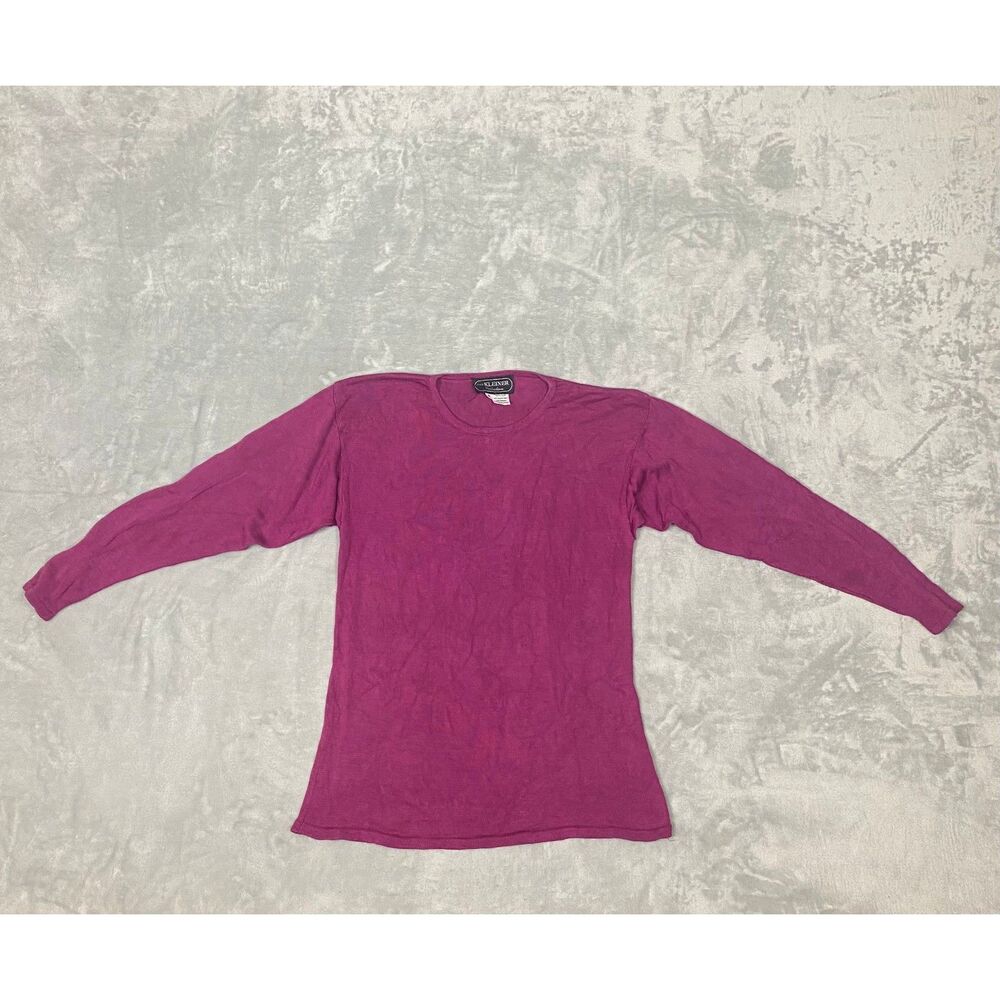 VTG Kleiner Collection Silk Round Neck Long Sleeve sweater Size S Pink